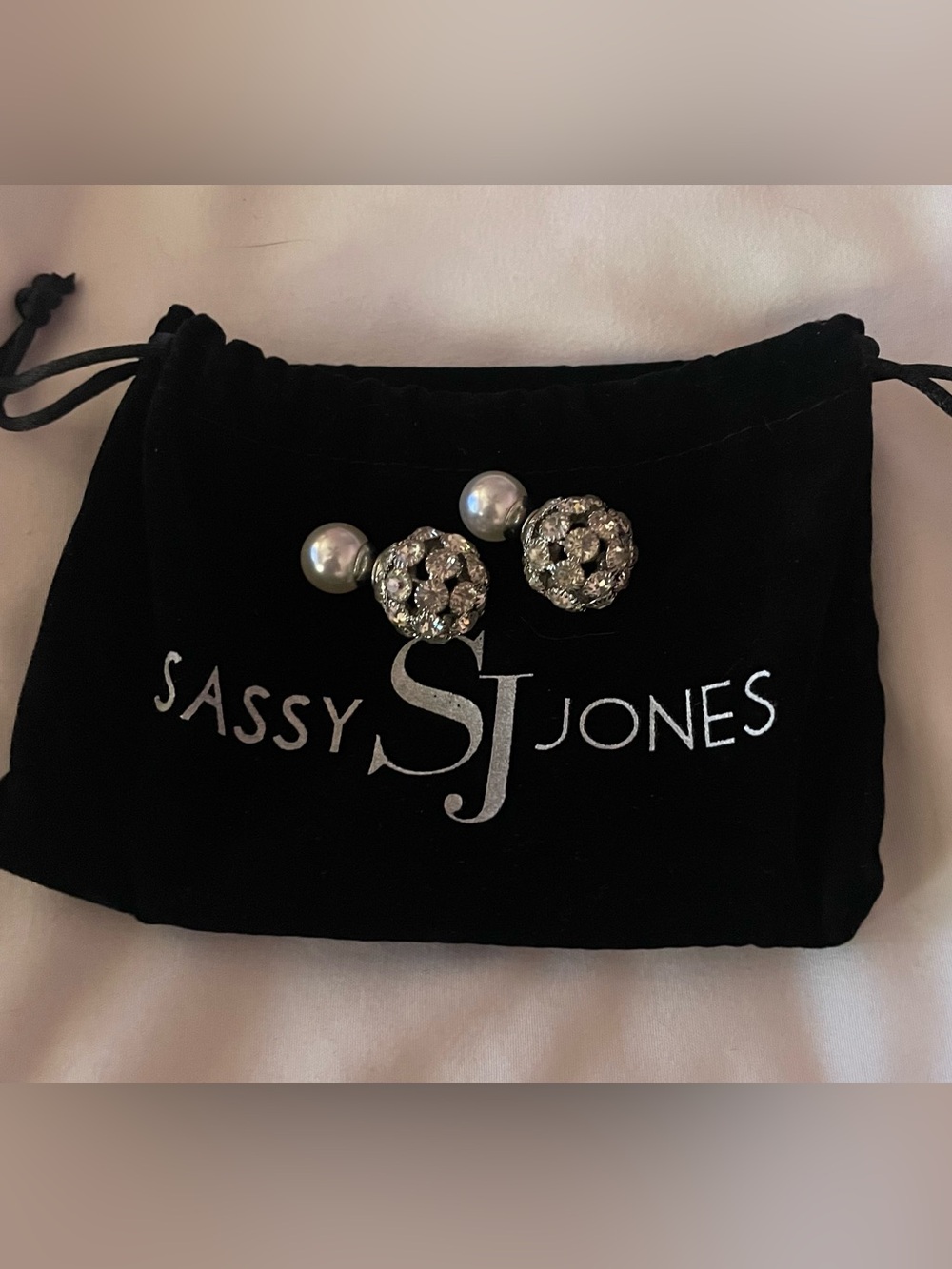 Sassy J Jones Pearl & Crystal  Earrings